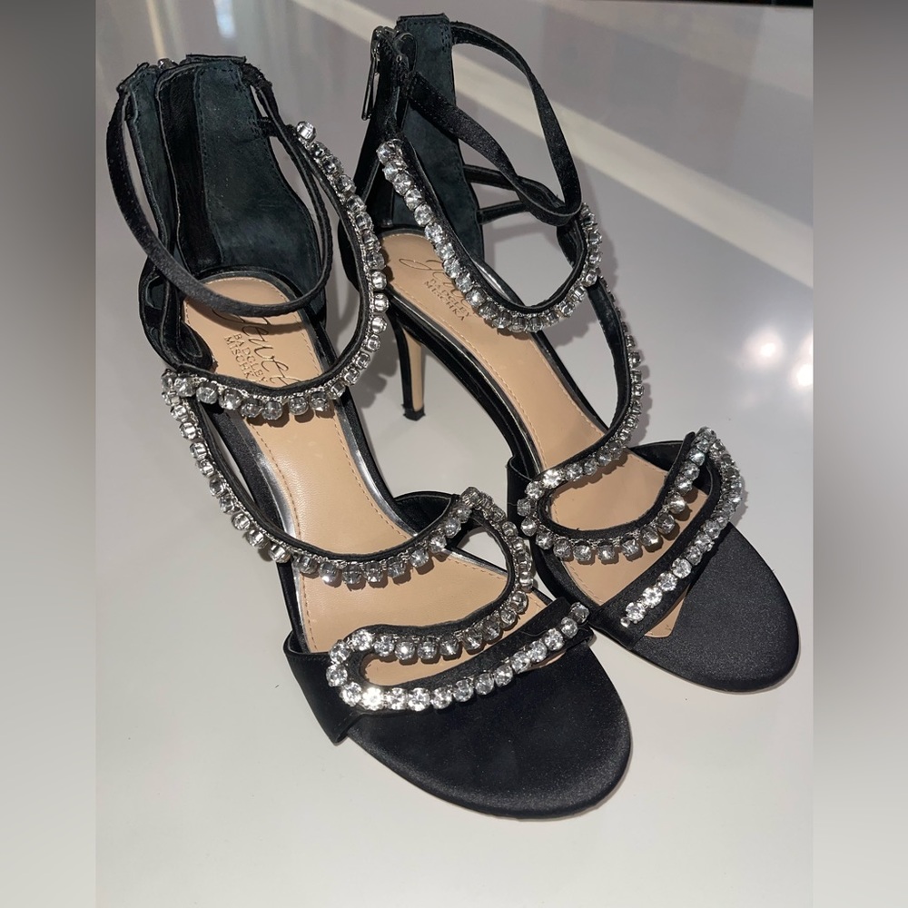 Jewel Bagley Mischka rhinestone dress heels.  Size 7